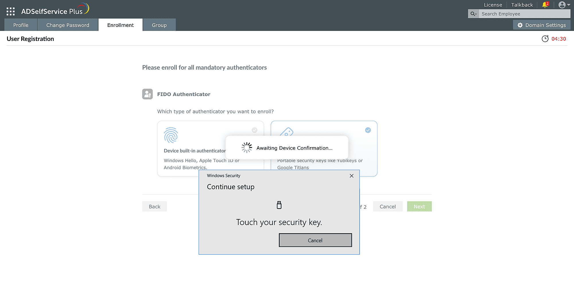 Verifying a security key while choosing it as your FIDO passkey
